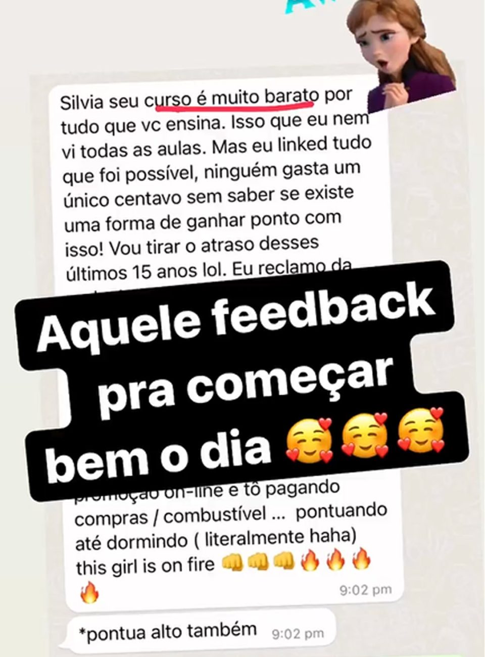 "Seu curso é muito barato por tudo que você ensina"